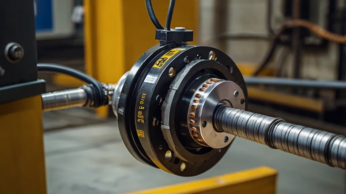 Encoder acoplado a eixo de máquina em linha de produção